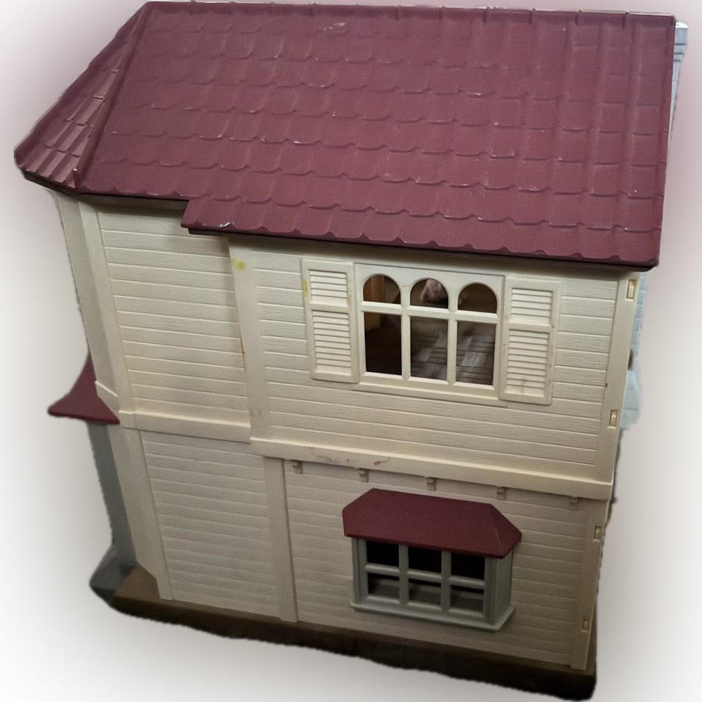 Tan & Burgundy Two-Story Dollhouse - Picture 3 of 5